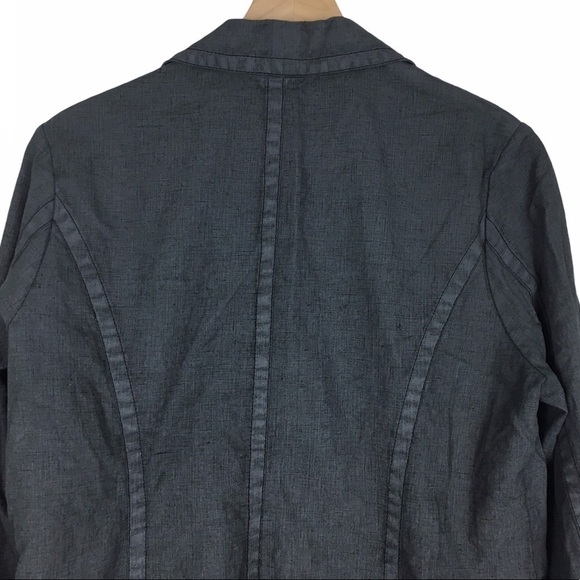 ISDA & CO 100% Linen Jacket Blazer Button Dark Academia Classic Minimalist Large - Picture 4 of 11